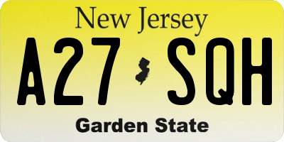 NJ license plate A27SQH