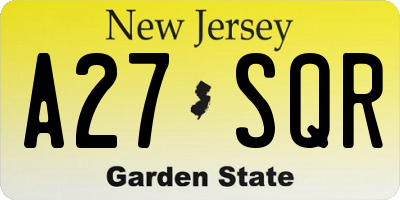 NJ license plate A27SQR