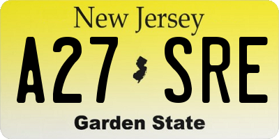 NJ license plate A27SRE