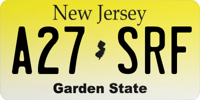 NJ license plate A27SRF