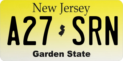 NJ license plate A27SRN