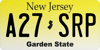 NJ license plate A27SRP