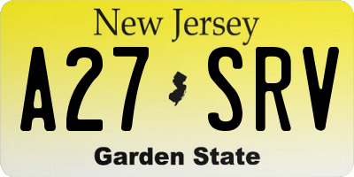NJ license plate A27SRV