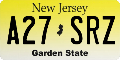 NJ license plate A27SRZ
