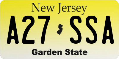 NJ license plate A27SSA