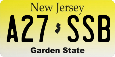 NJ license plate A27SSB