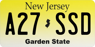 NJ license plate A27SSD