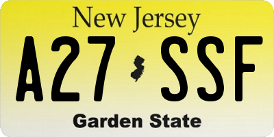 NJ license plate A27SSF