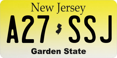 NJ license plate A27SSJ