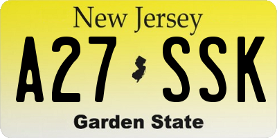 NJ license plate A27SSK
