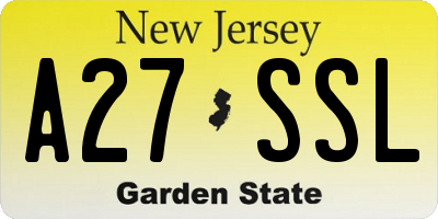 NJ license plate A27SSL