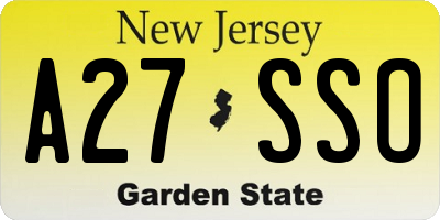 NJ license plate A27SSO