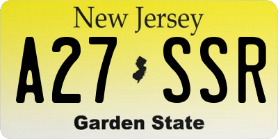 NJ license plate A27SSR
