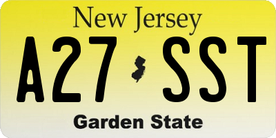 NJ license plate A27SST