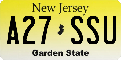 NJ license plate A27SSU