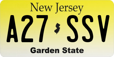 NJ license plate A27SSV