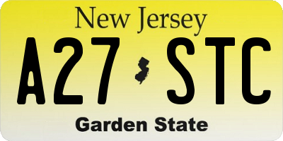NJ license plate A27STC