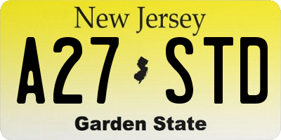 NJ license plate A27STD