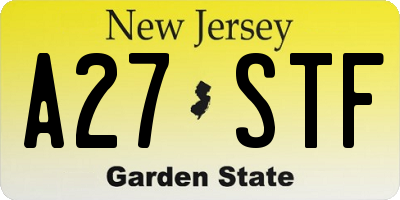 NJ license plate A27STF