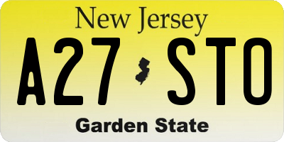 NJ license plate A27STO