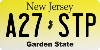 NJ license plate A27STP