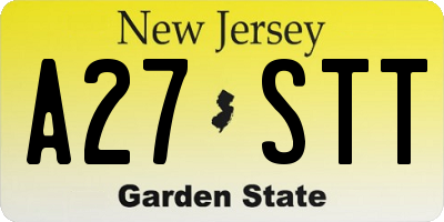 NJ license plate A27STT