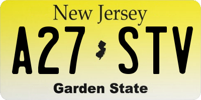 NJ license plate A27STV