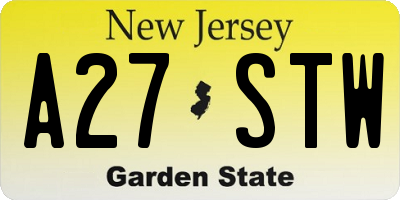 NJ license plate A27STW