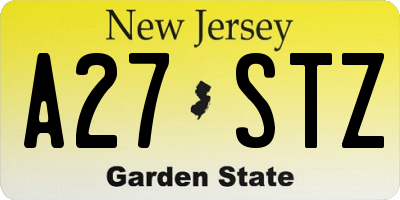 NJ license plate A27STZ