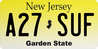 NJ license plate A27SUF