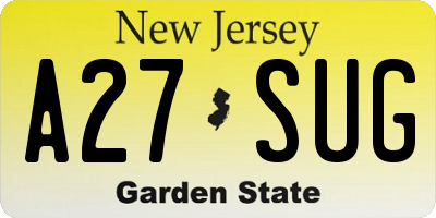 NJ license plate A27SUG