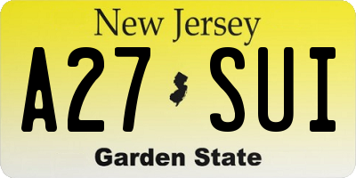 NJ license plate A27SUI