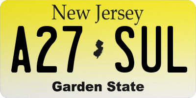 NJ license plate A27SUL