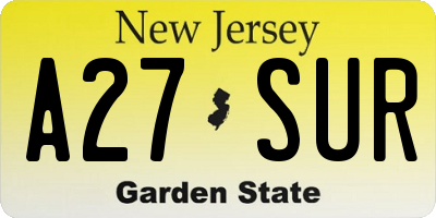 NJ license plate A27SUR