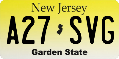 NJ license plate A27SVG