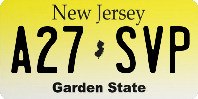 NJ license plate A27SVP