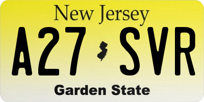 NJ license plate A27SVR