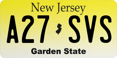 NJ license plate A27SVS