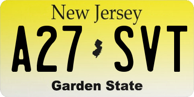 NJ license plate A27SVT