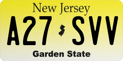 NJ license plate A27SVV
