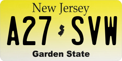 NJ license plate A27SVW