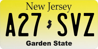 NJ license plate A27SVZ