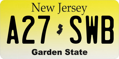 NJ license plate A27SWB