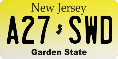 NJ license plate A27SWD