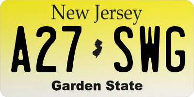 NJ license plate A27SWG