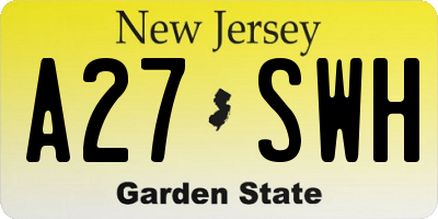 NJ license plate A27SWH