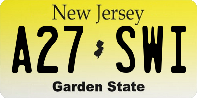 NJ license plate A27SWI