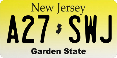 NJ license plate A27SWJ