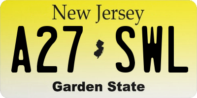 NJ license plate A27SWL
