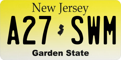 NJ license plate A27SWM